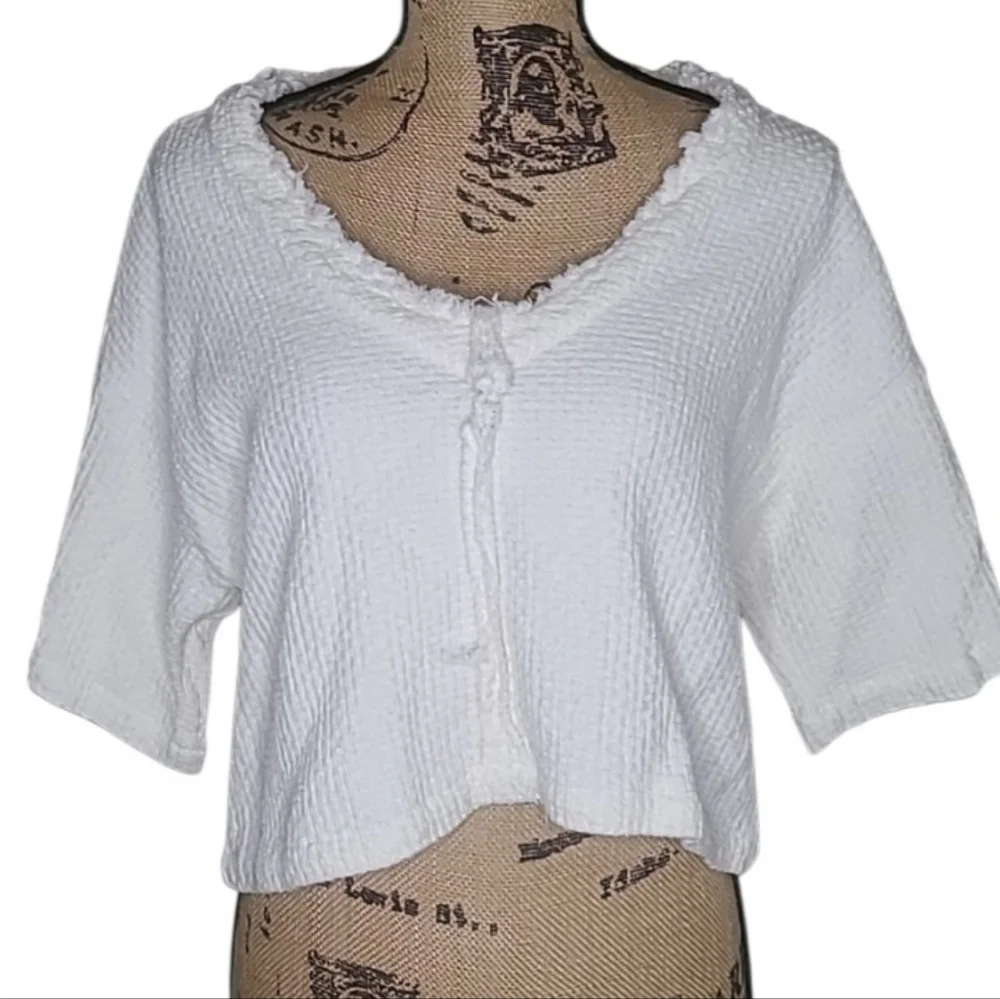 Free People IvoryTweed Boxy Fit Crop Top
